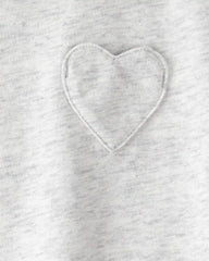 Toddler Girl Heart Pocket Top - Grey