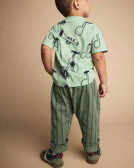 Toddler Boy Playground Pants in Stripes - Olive