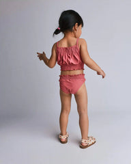 Toddler Girl Smocked Tankini Set - Rose
