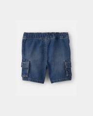 Toddler Boy Denim Drawstring Cargo Shorts - Dark Wash