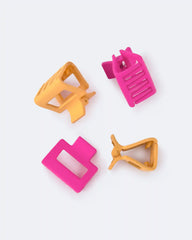 Toddler Girl 4 Pack Hair Clips - Hot Pink/Golden Yellow