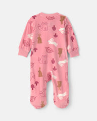 Baby Girl Autumn Fleece 2-Zip DreamPlush Sleep & Play Pajamas - Pink