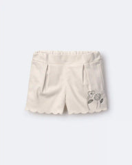 Toddler Girl Floral Scalloped Shorts - Cream