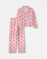 Adult Bow Print Relaxed Fit 2-Piece Pyjama Set - Pink
