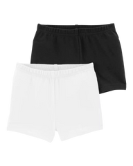 Girls 2-Pack Cartwheel Shorts - Black/White