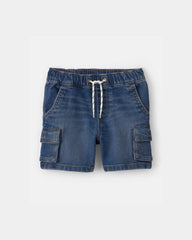 Toddler Boy Denim Drawstring Cargo Shorts - Dark Wash