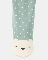 Baby Girl Polka Dot 2-Way Zip Cotton Sleep & Play Pajamas - Green