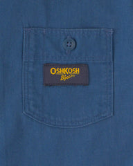 Boys Canvas Short-Sleeve Button-Down Shirt - Navy Blue