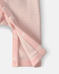 Baby Girl Striped 100% Cotton Sleep & Play Pajama - Pink