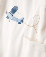 Baby 4-Piece Airplane Print Outfit Set - Blue