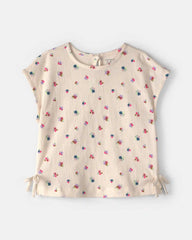 Girls Floral Short-Sleeve Top - Cream