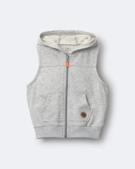 Toddler Boy French Terry Hooded Vest with Pocket - Heather Grey