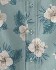 Boys 2-Piece Linen Top & Short Set Made with Organic Cotton in in Blue Hibiscus