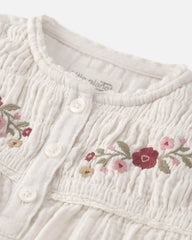 Toddler Girl Organic Cotton Embroidered Gauze Top