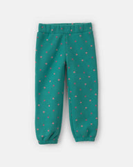 Toddler Girl 2-Piece Heart & Floral Fleece Long-Sleeve Top & Pant Set - Green