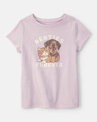 Girls 'Besties Furever' Graphic Tee - Purple