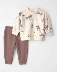 Baby 2-Piece Organic Cotton French Terry Pullover & Pant Set in Western Rodeo