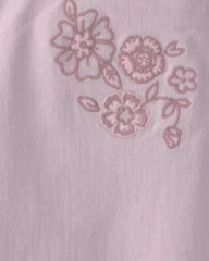 Girls Floral Embroidered Cropped Wide-Leg Pants - Purple