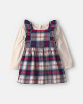 Baby Girl 2-Piece Plaid Flannel Long-Sleeve Dress Set