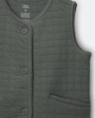 Toddler Girl Quilted Vest - Olive