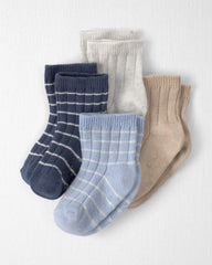 Baby 4-Pack Ankle Socks in Stripes Made with Organic Cotton