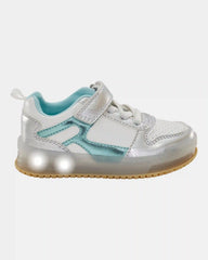 Toddler Light Up Metallic Sneakers - Silver/Aqua