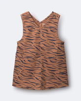 Toddler Girl Otter Pocket Corduroy Jumper in Tiger Print - Brown