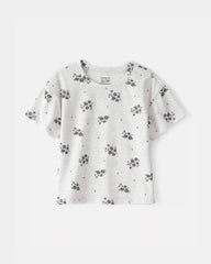 Toddler Girl Floral Relaxed Top - Grey