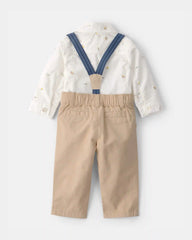 Baby Boy 2-Piece Easter Bunny Bodysuit & Suspender Pant Set - Cream/Khaki