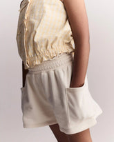 Toddler Girl Fleece Swing Shorts with Pockets - Cream