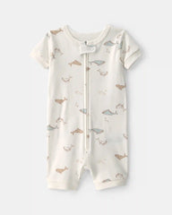 Baby Whale 100% Cotton 1-Piece Romper Pajama - Ivory