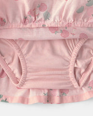 Baby Girl 2-Piece Apple French Terry Long-Sleeve Top & Skort Set - Pink