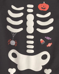 Baby Halloween Skeleton French Terry Long-Sleeve Jumpsuit - Black