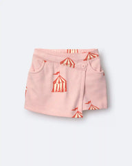 Toddler Girl Asymmetrical Skort in Big Top Print - Light Pink