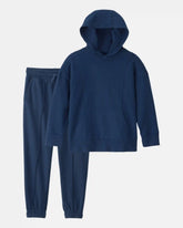 Boys 2-Piece French Terry Hoodie & Pant Set - Navy Blue