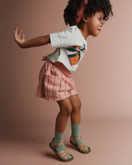Toddler Girl Swing Shorts with Pockets in Stripes - Light Pink