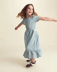 Girls Bow Midi Dress - Blue