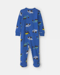 Baby Boy 1-Piece Construction 2-Way Zip 100% Cotton Snug Fit Footed Pajama - Blue