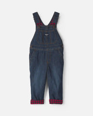 Toddler Boy Buffalo Check Denim Overalls - Dark Wash