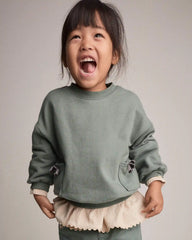 Toddler Girl Otter Sweatshirt™ with Bow Pockets - Olive