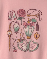 Girls Girly Icons Long-Sleeve Graphic Tee - Pink