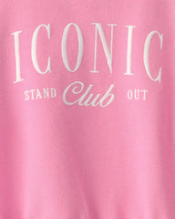 Girls 'Iconic Club' French Terry Pullover Sweatshirt - Pink