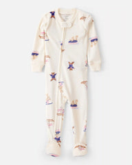 Toddler Girl Snow Animals DreamPlush Snug Fit Long-Sleeve 1-Piece Pajamas - Ivory