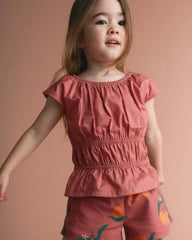 Toddler Girl Elastic Waist Peplum Top - Rose