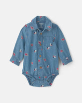 Baby Boy Snowman Chambray Long-Sleeve Bodysuit - Blue