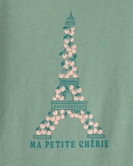 Toddler Girl 'Ma Petite Chérie' Eiffel Tower Long-Sleeve Graphic Tee - Green