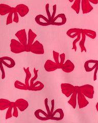 Girls 2-Piece Bows DreamPlush Snug Fit Pajama Set - Pink
