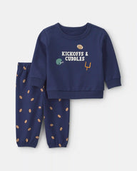 Baby Boy 2-Piece Football French Terry Pullover & Pant Set - Navy Blue