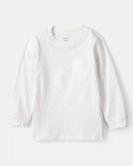 Toddler Boy Long-Sleeve Pocket Tee - White