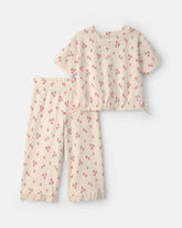 Toddler Girl 2-Piece Short-Sleeve Top & Pant Set - Ivory